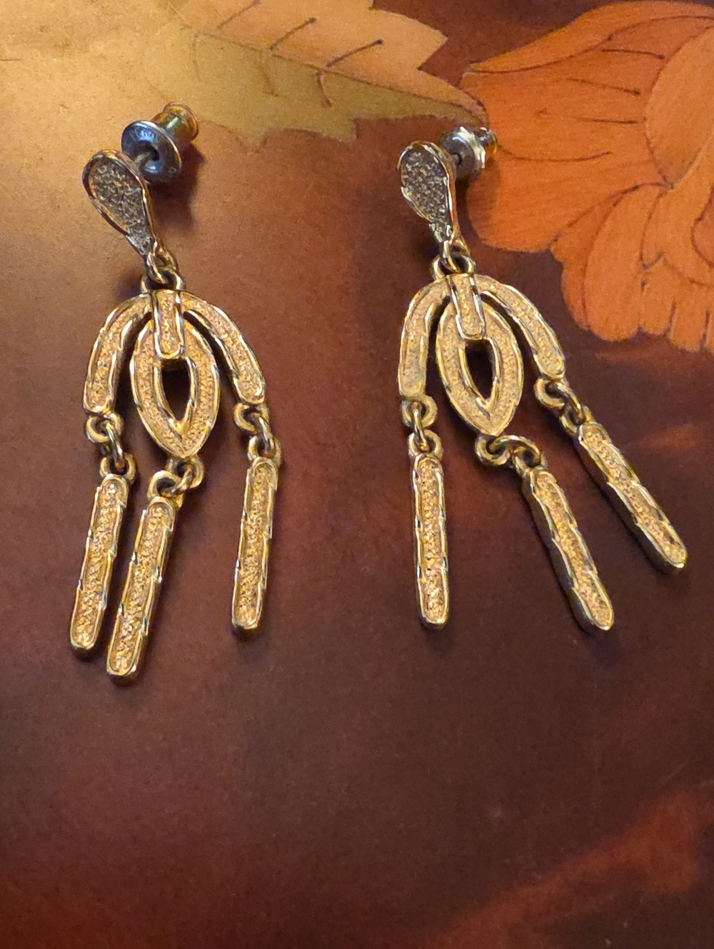 Sarah Coventry Vintage Gold Dangle Fringe Earrings